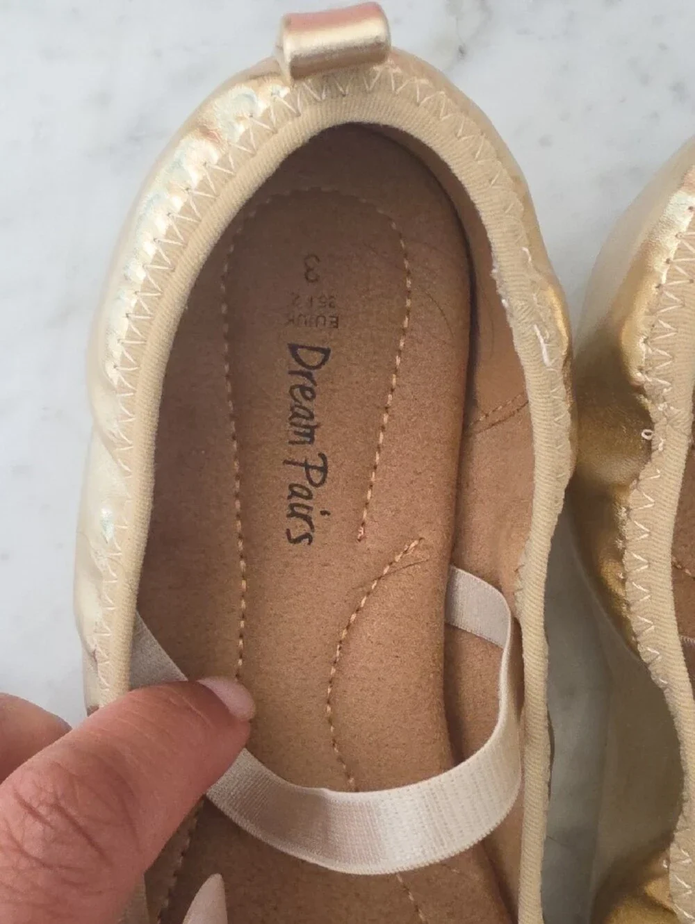 Dream Pairs Girls Metallic Gold Bow Ballet Flats